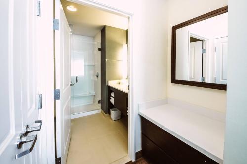 a bathroom with a sink and a mirror at Residence Inn by Marriott Harlingen in Harlingen