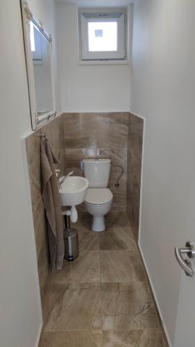 a bathroom with a toilet and a sink at Vila Gajdo in Tvrdošovce