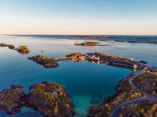 an aerial view of an island in the water at Hamn i Senja in Hamn