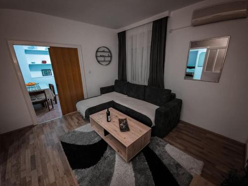 a living room with a couch and a coffee table at Olive's apartment in Podgorica