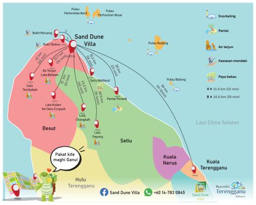 a map of sand dune villa with a frog at Sand Dune Villa in Kampong Beting Lintang