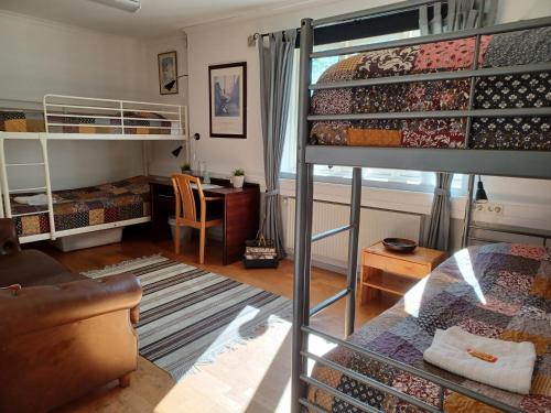 Våningssäng eller våningssängar i ett rum på Brukshotellet Skinnsberg