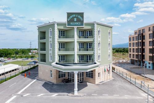 an aerial view of the hampton inn suites anaheim at Хотел Глемпинг Алианс in Plovdiv