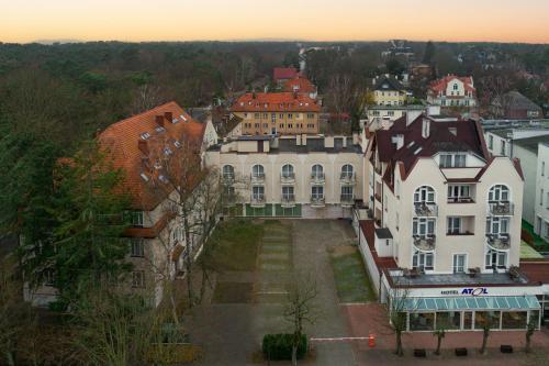 an aerial view of a city with buildings at Atol Spa in Świnoujście