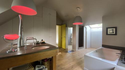 Kúpeľňa v ubytovaní Belle demeure avec piscine, vue et accès direct à la Seine, très proche de Paris