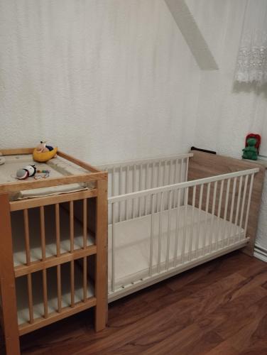 Postel nebo postele na pokoji v ubytování Ferienwohnung mit Elbwiesenblick