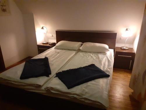 sypialnia z łóżkiem z 2 poduszkami w obiekcie Apartament Hiszpański w Zakopanem