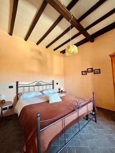 a bedroom with a large bed in a room at Podere La Branda in Vetralla