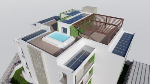 a rendering of a building with solar panels on it at Sea Breeze in Caorle