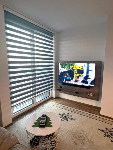 Apartman LENA في بييلاشنيتسا: غرفة معيشة مع تلفزيون وطاولة قهوة