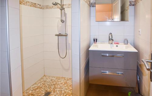 a bathroom with a shower and a sink at Amazing Home In Dieulefit With Outdoor Swimming Pool, Wifi And 1 Bedrooms in Dieulefit