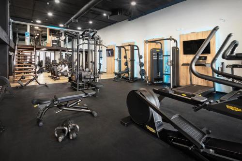 a gym with several treadmills and cardio machines at Melia Sierra Nevada in Sierra Nevada