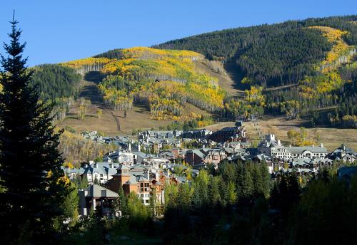 a small town on a hill with trees and houses at Townsend Place B202 Condo in Beaver Creek
