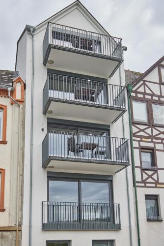 Balkoni atau teres di Luxus Apartments Mosel-Zeit NEU 2023