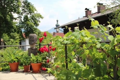 a garden with plants and flowers in front of a building at Haus Abendsonne in Reit im Winkl