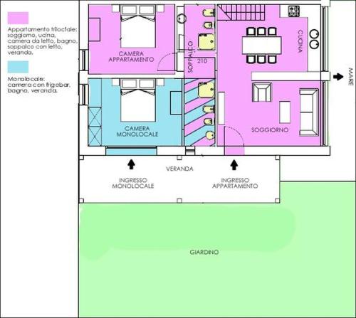 a floor plan of a house with at Stazzo La Foci soluzioni vista Mare in Aglientu