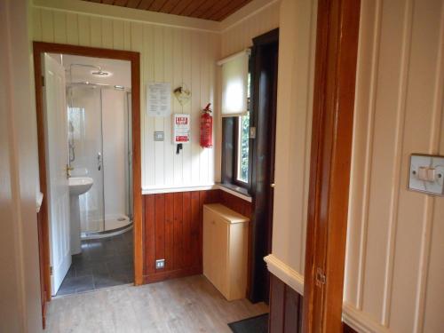 przedpokój łazienki z umywalką i toaletą w obiekcie Bluebell Lodge 5 with Hot Tub w mieście Newton Stewart