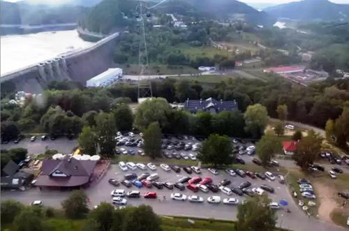 an aerial view of a parking lot at Krystyna in Bystre