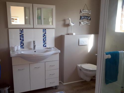 a bathroom with a sink and a toilet at Island Nest in Knysna