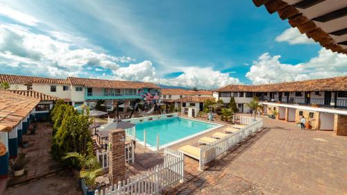 an image of a swimming pool at a hotel at Hotel Aceitunos in Villa de Leyva
