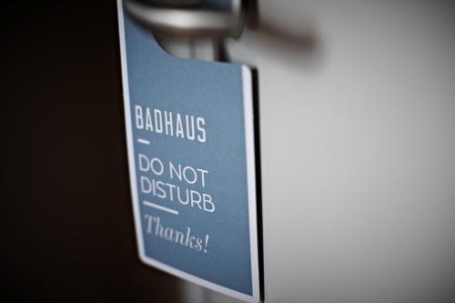 a sign that says bathrooms do not disturb at Badhaus - Hotel/Restaurant/Café in Bad Hall