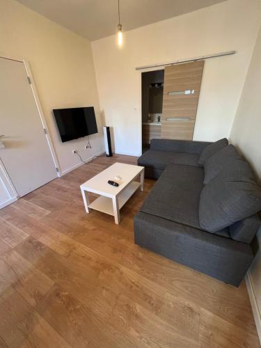 un salon avec un canapé et une table dans l'établissement Studio neuf Centre Ville #17, à La Seyne-sur-Mer