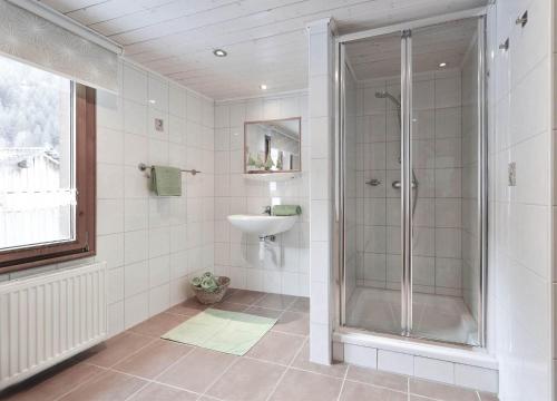 Appartements Rudigier في غاسشرن: حمام مع دش ومغسلة