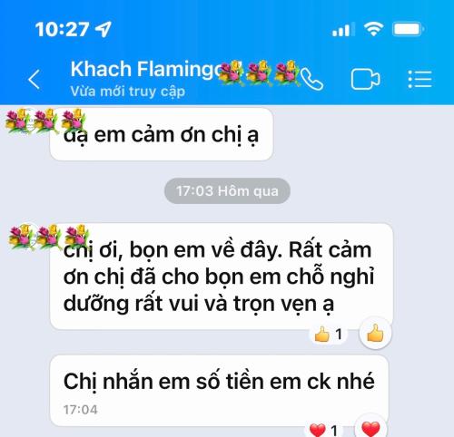 a screenshot of a text message about karma at Friendly villa SH Đại Lải 4 phòng ngủ in Phúc Yên