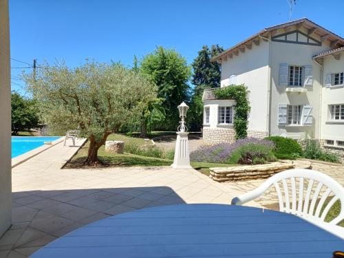une villa avec une piscine et une maison dans l'établissement La maison basque, à Sainte-Livrade-sur-Lot