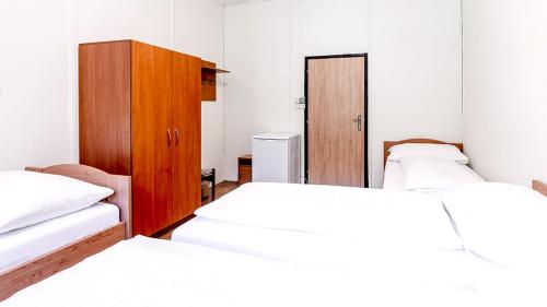Pokój z 2 łóżkami i drewnianą szafką w obiekcie Rekreační areál Příhrazy w mieście Žďár