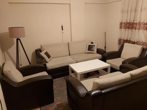 ein Wohnzimmer mit einem Sofa, Stühlen und einem Tisch in der Unterkunft Private Room in Istanbul #115 in Istanbul
