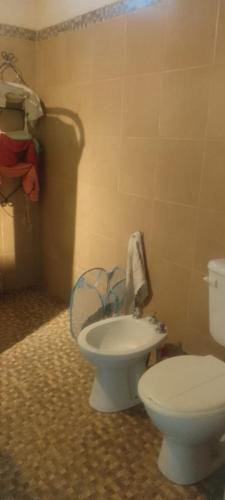 a bathroom with a toilet and a bidet at El Descanso de la Yapa in Villa Bustos
