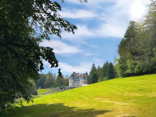 a large house on top of a grassy hill at Château des Avenieres in Cruseilles