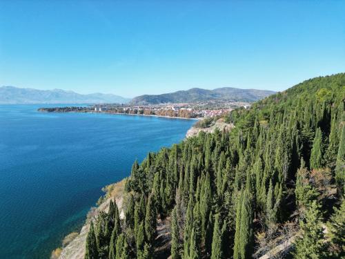 an aerial view of a large body of water at Villa Natali in Ohrid