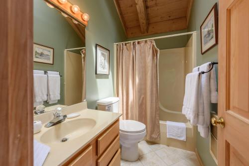 a bathroom with a sink and a toilet and a shower at Barwaller in Boone
