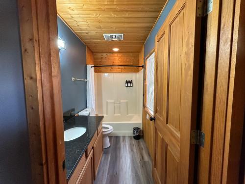 a bathroom with a sink and a toilet in it at Canyon Lakeview Resort in Canyon Lake