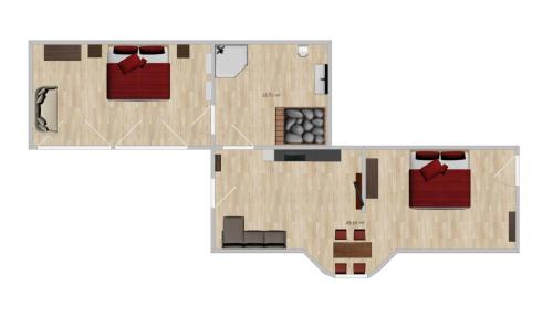 a rendering of a floor plan of a condo at Sonnenberg Resort in Elzach