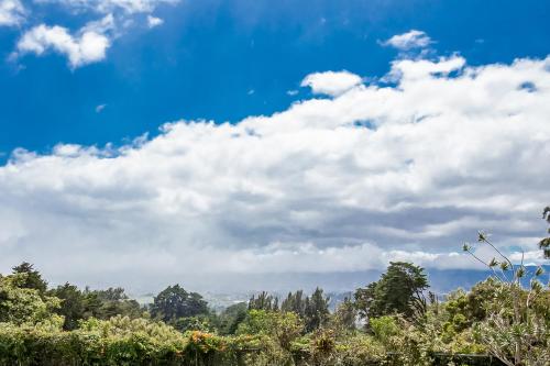 a blue sky with white clouds and trees at Montana Zurqui in San José de la Montaña