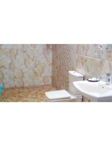 チットールガルにあるHotel Padmini, Chittorgarhのバスルーム(トイレ、洗面台付)