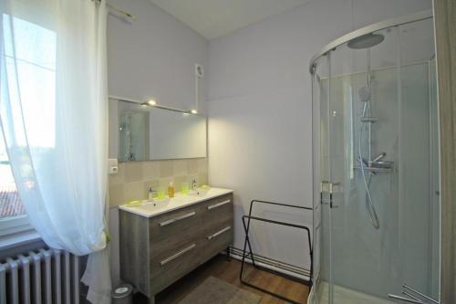 bagno con lavandino e doccia di Haut quarteron a Saint-Junien