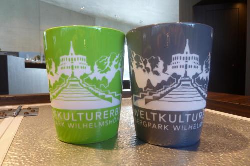 two cups sitting on top of a table at Vorderer Westen Kassel in Kassel