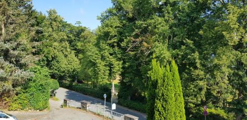 an overhead view of a park with benches and trees at Villa Hoffnung in Bad Elster