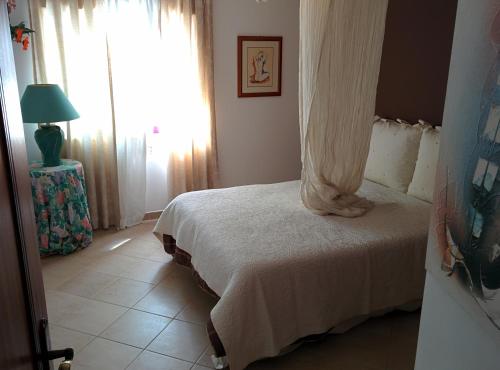 1 dormitorio con cama y ventana en Erike Guest House, en Carvoeiro