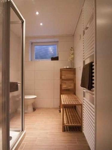 巴特科尼希的住宿－Haus Meckbach，带淋浴、卫生间和盥洗盆的浴室