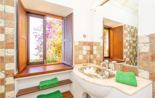 baño con lavabo y ventana en Awesome Home In Puntagorda With Kitchenette en Puntagorda
