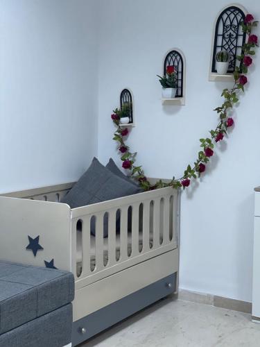 a childs bedroom with a bed with a christmas decoration at The jewel of the coast in Sousse