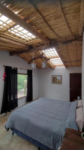 a bedroom with a large bed and a window at Dormir con llamas in Maimará