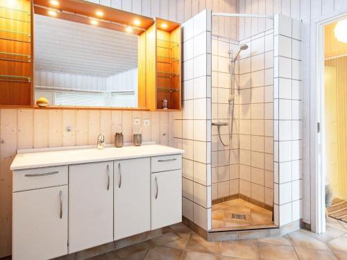 a bathroom with a shower and a sink at 6 person holiday home in Karrebæksminde-By Traum in Karrebæksminde