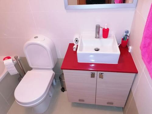 a bathroom with a white toilet and a sink at AL - Amar Odeceixe in Odeceixe