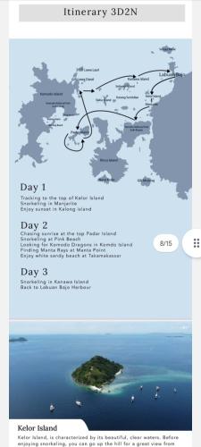 a map of an island in the water at Komodo liveabord 3 Days 2 Night Depart every Friday-Sunday in Labuan Bajo